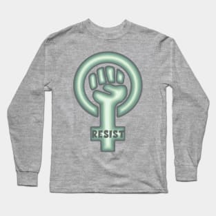 Green Resist Feminist Symbol Long Sleeve T-Shirt